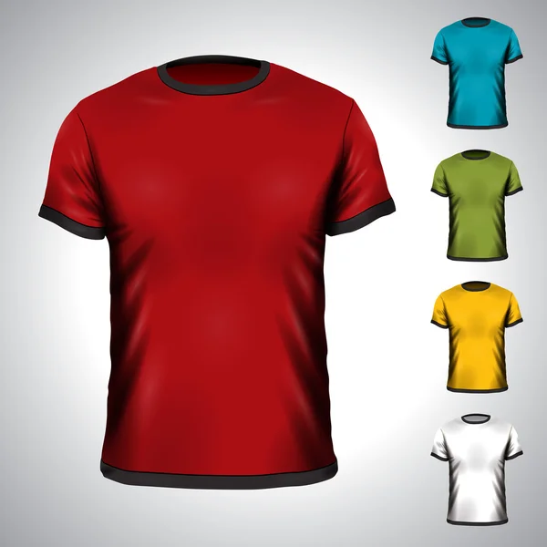 Vector t-shirt ontwerpsjabloon in diverse kleuren. — Stockvector