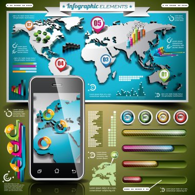 vektör tasarım Infographic öğeleri kümesi. Dünya grafik harita ve bilgi. 
