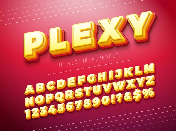 Vector 3d Multi Layered Plexiglass Effect Alphabet Font Set with Shadow on Red Background Modern Typeface Design Collection with ABC, Number and Special Characters for Banner, Poster or Invitation — стоковий вектор