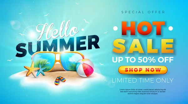 Summer Hot Sale Design Пляжный Бал Праздничные Слоны Голубом Фоне — стоковый вектор