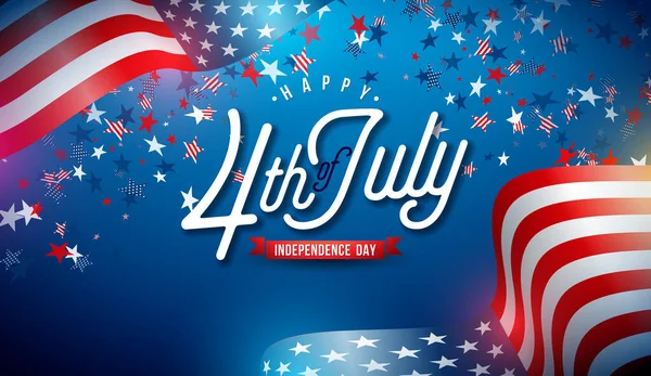 Ιουλίου Ημέρα Ανεξαρτησίας Των Ηπα Διάνυσμα Εικονογράφηση Αμερικανική Σημαία Και — Διανυσματικό Αρχείο