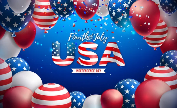 Lipca Dzień Niepodległości Usa Wektor Ilustracja American Flag Pattern Party — Wektor stockowy