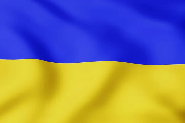 Ukrayna bayrağı rüzgarda dalgalanıyor — Stok fotoğraf