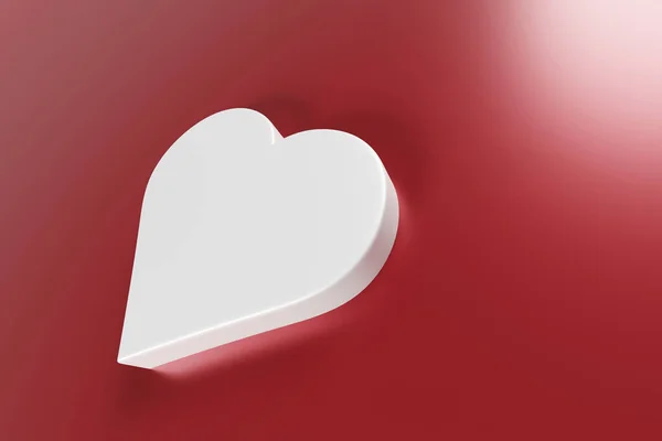 Representación Corazón Blanco Sobre Fondo Rojo Retroiluminado Como Botón Para — Foto de Stock