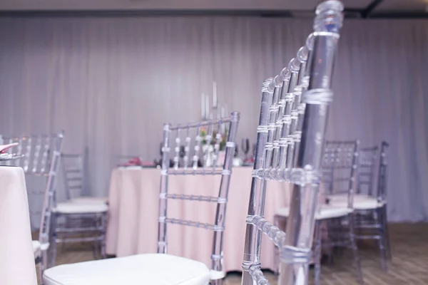 Sillas Acrílicas Transparentes Sala Banquetes Del Restaurante —  Fotos de Stock