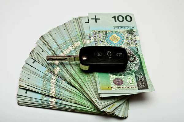 Clés de voiture sur l'argent — Photo