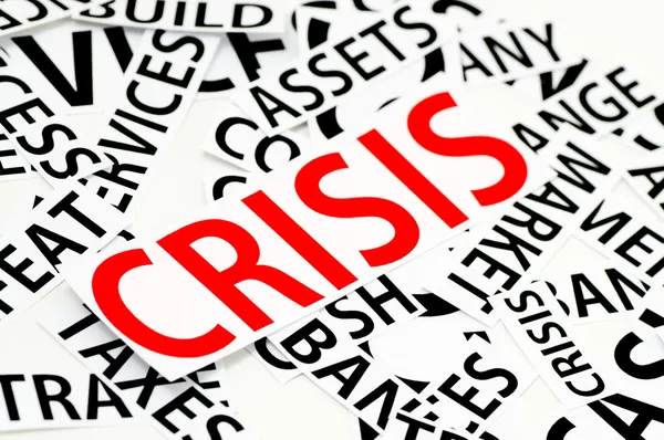 The sections of the paper on the crisis in red — Stock Photo, Image