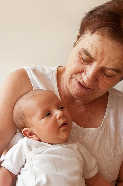 Senior Woman Holding His Great-grandson — Stock Photo, Image