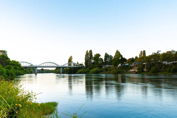 Waikato River Fairfield Bridge Background Hamilton New Zealand Stock Image