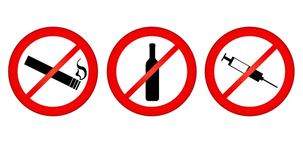 No smoking, no alcohol, no drugs — Stock Vector