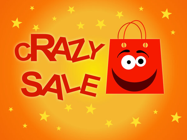 Crazy sale design template, with fun red bag