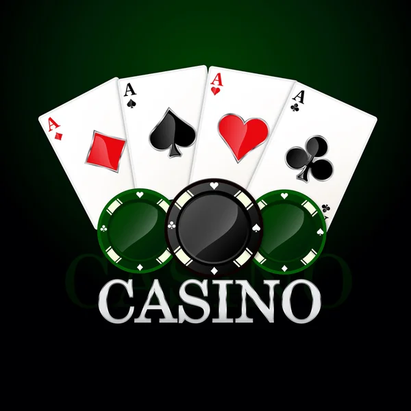 Casino element pokerkaarten en chips — Stockvector