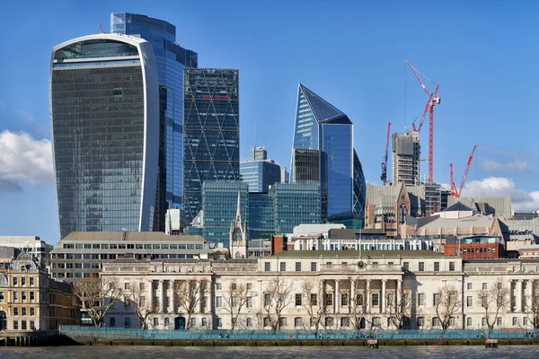 View City Financial District London South Bank Thames River — Foto Stock