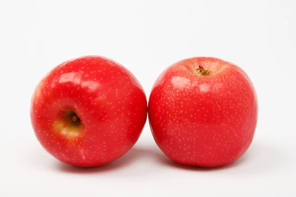 Deux pommes rouges sur blanc — Photo