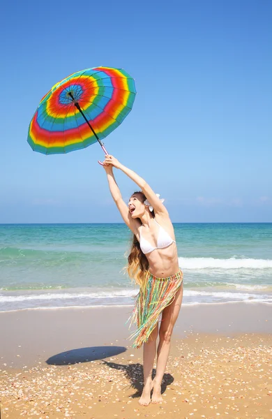 Skoki na plaży — Zdjęcie stockowe