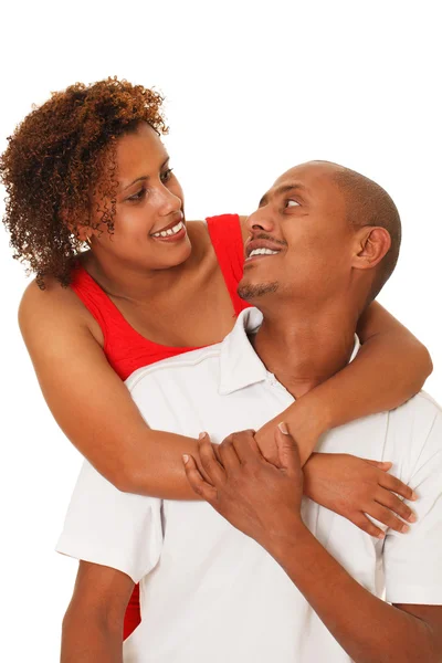 African American Couple Isolated On White — Stock Photo, Image