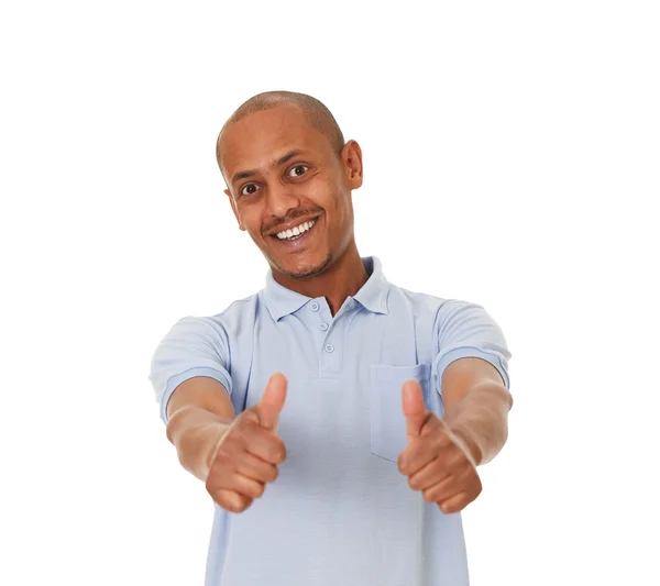 Close-up of a young man showing thumbs up. — Stock Photo, Image