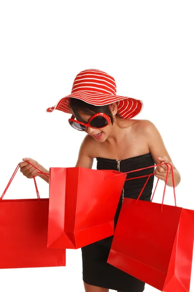 Glada shopping kvinna — Stockfoto