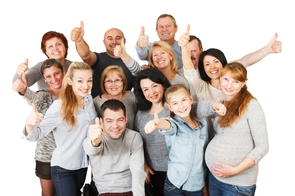 Large Group of Happy People with their thumbs raised up. — Stock Photo, Image
