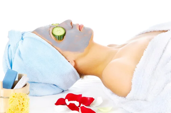 Nő a kozmetikai beavatkozások maszk — Stock Fotó