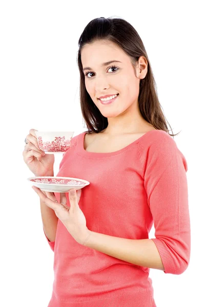 Girl holding a teapot — Stock Photo, Image