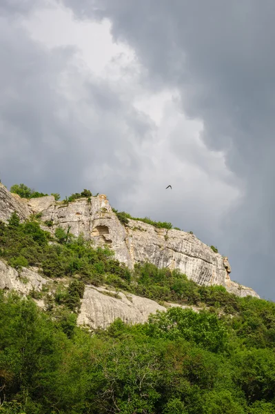 Cloudy weather over Crimea Mountains — Stock Photo, Image