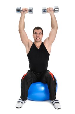 Dumbbell omuz basın üzerinde istikrar ball