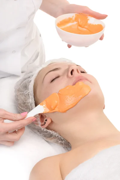 Applicazione della maschera facciale — Foto Stock