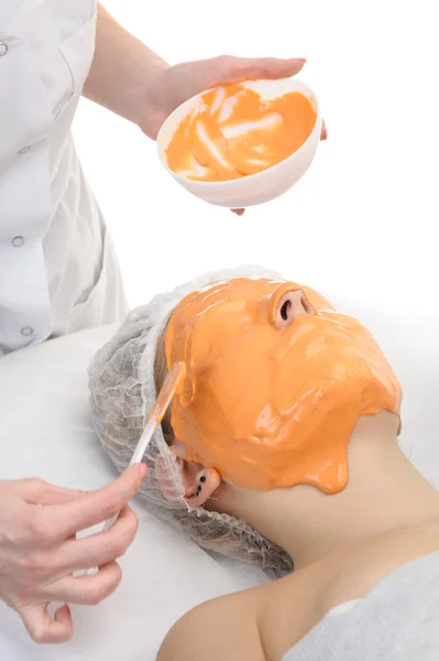 Salão de beleza, máscara facial de pó de alginato — Fotografia de Stock