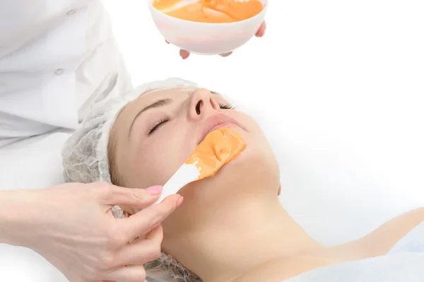 Alginate facial mask applying — Stock Photo, Image