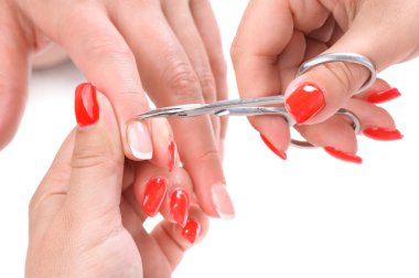 manicure applying - cutting the cuticle clipart