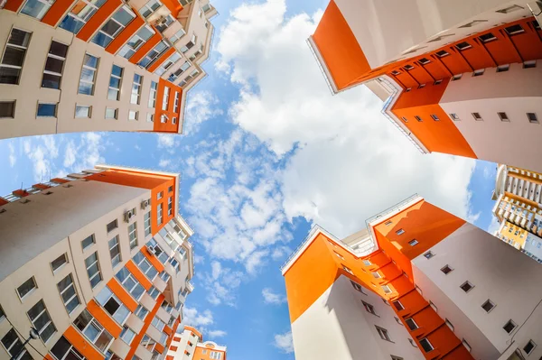 Fisheye shot of new resitential buildings — Stock Photo, Image