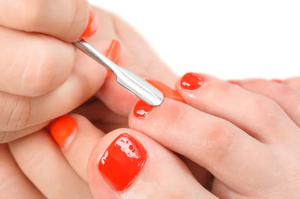 Pedicure process macro closeup — Stock Photo, Image