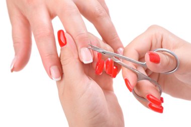 manicure applying - cutting the cuticle clipart