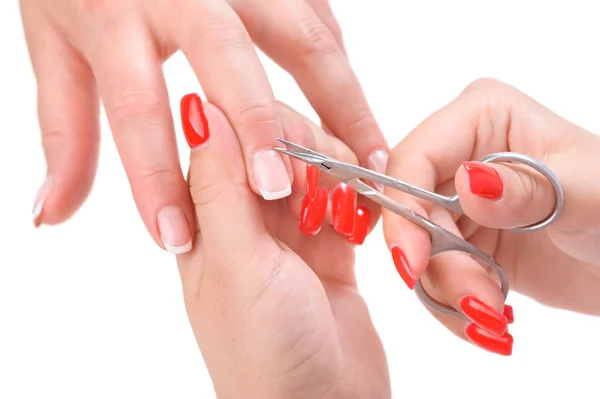 Manikyr tillämpa - skära nagelbanden — Stockfoto