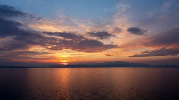 Colourful Sunset Sea Skala Marion Greek Island Thassos Aerean Sea — Zdjęcie stockowe