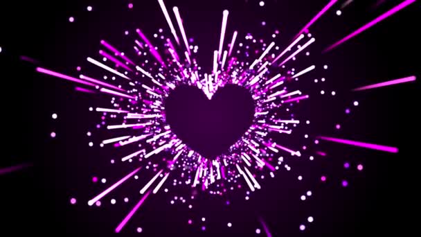 Glamour Purple Pink Particles Shape Heart Background San Valentín Características — Vídeos de Stock