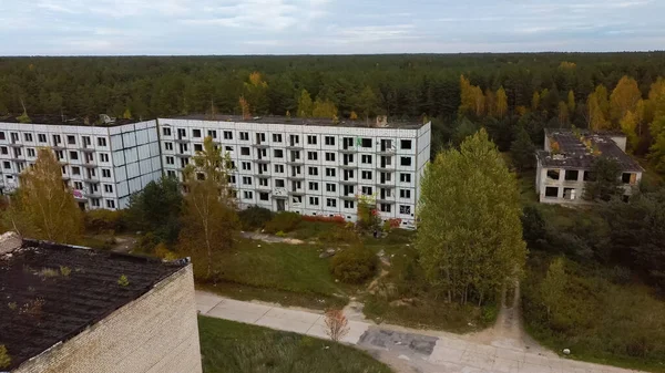 Levegőkép Elhagyott Katonai Szellem Város Irbene Lettországban Volt Szuper Titkos — Stock Fotó