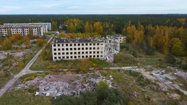 Vue Aérienne Ville Fantôme Militaire Abandonnée Irbene Lettonie Ancien Super — Photo