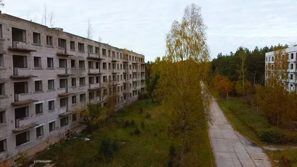 Vista Aérea Ciudad Fantasma Militar Abandonada Irbene Letonia Antigua Ciudad — Foto de Stock