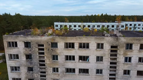 Letecký Pohled Opuštěné Město Duchů Irbene Lotyšsku Bývalý Supertajný Opuštěný — Stock fotografie