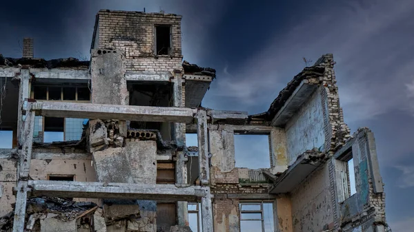 Colapso Grande Edifício Após Desastre Colapso Expondo Terremoto Catastrofe Half — Fotografia de Stock