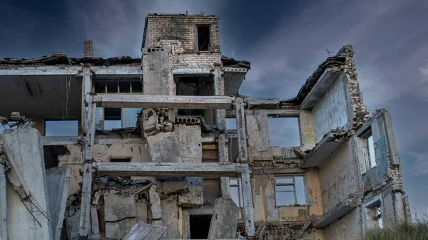 Edificio Grande Derrumbado Después Del Derrumbe Disasted Exponiendo Catástrofe Eartquake —  Fotos de Stock