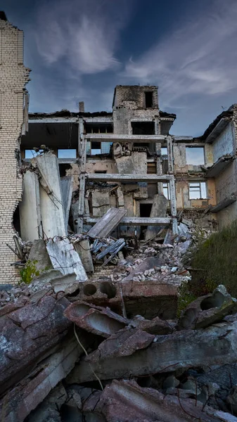 Colapso Grande Edifício Após Desastre Colapso Expondo Terremoto Catastrofe Half — Fotografia de Stock