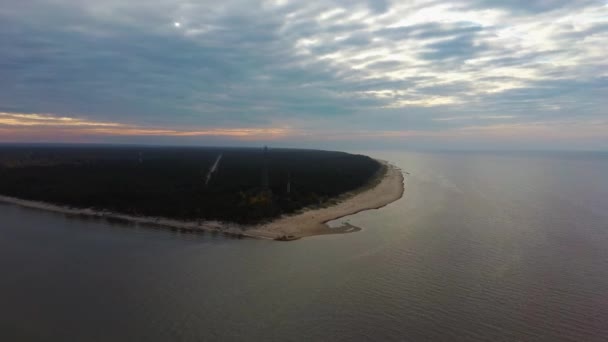 Vue Aérienne Sur Cap Kolka Mer Baltique Lettonie Coucher Soleil — Video