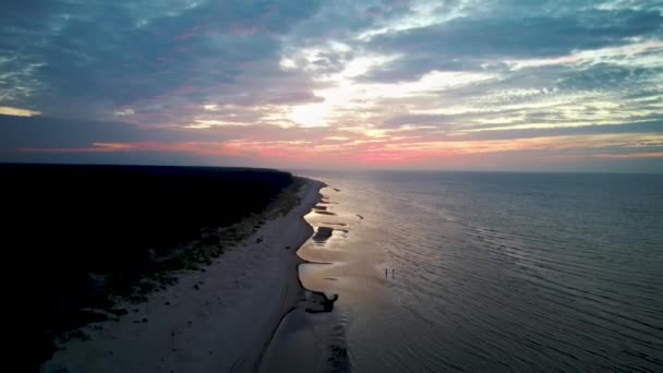 Vue Aérienne Sur Cap Kolka Mer Baltique Lettonie Coucher Soleil — Video