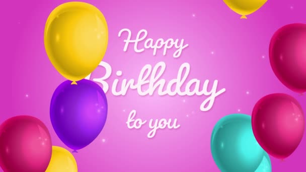 Happy Birthday Mit Bunten Fliegenden Balonen Auf Rosa Hintergrund Sameles — Stockvideo
