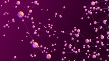 Bilgi Ağı, Sosyal Medya, Küresel Dünya Bağlantısı, Sanal İnternet için Instagram Sosyal Ağları Bulut Veri Ağı Teknoloji Bağlantısı Videosu