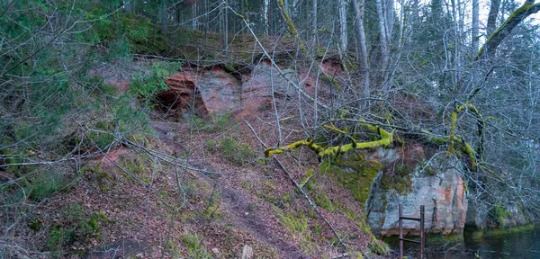 Die Langen Ziedleju Klippen Bestehen Aus Rötlichen Sandsteinen Aus Der — Stockfoto