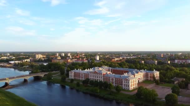 Vista Aérea Ciudad Jelgava Panorama Llu Palace Letonia Zemgale Castillo — Vídeos de Stock